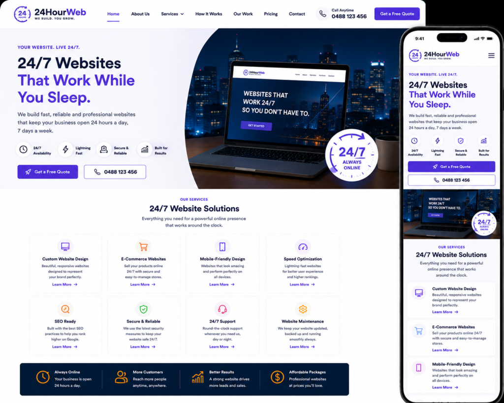 24-hour tradie website design with emergency contact features