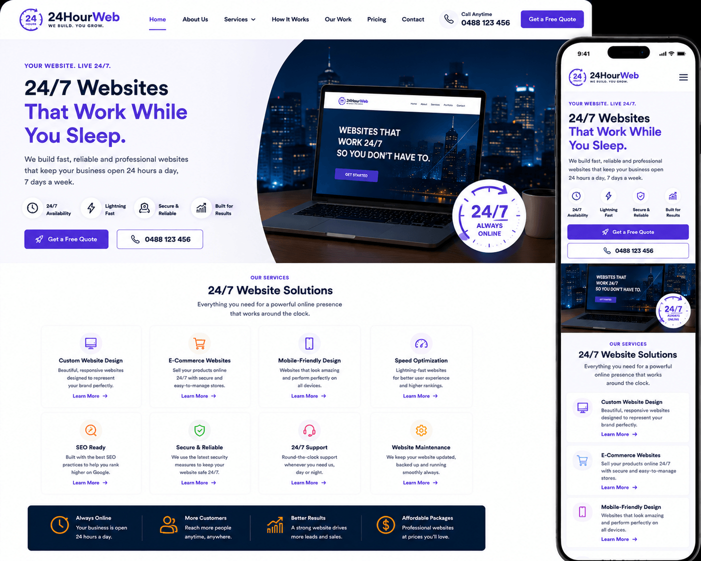 24-hour tradie website design with emergency contact features