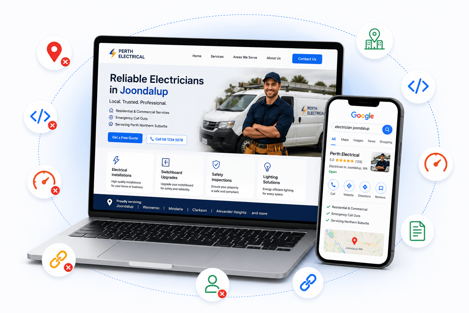 Professional tradie website design for Perth businesses with local SEO and mobile optimization