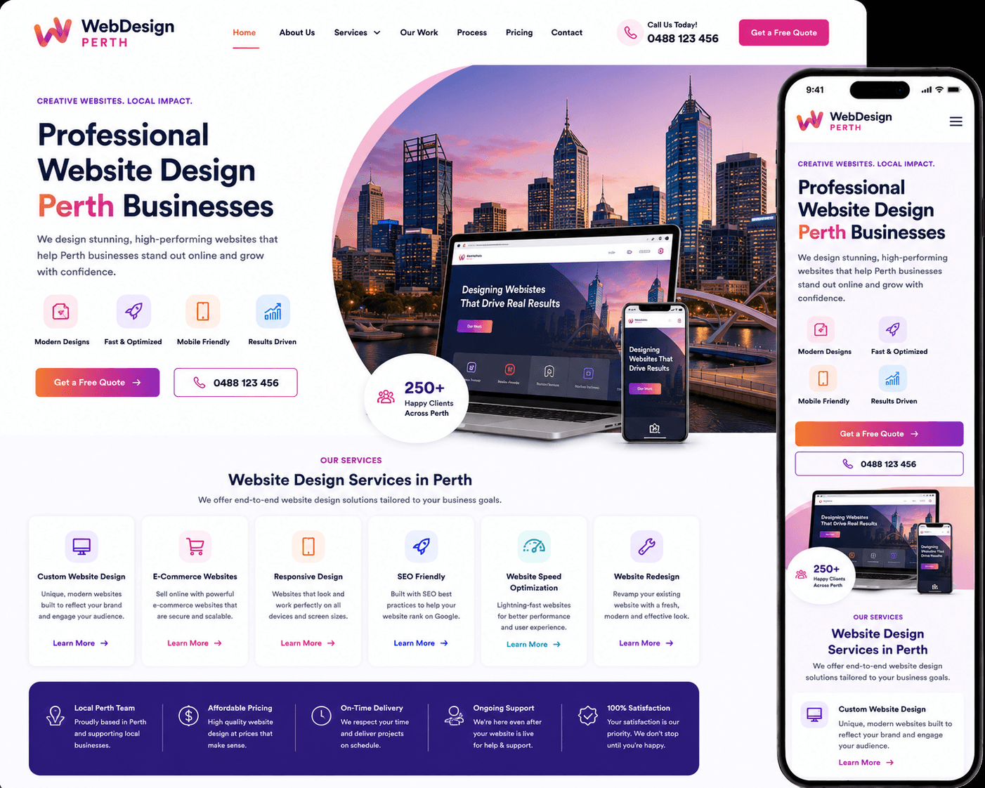 Professional website design service for Perth businesses with local SEO