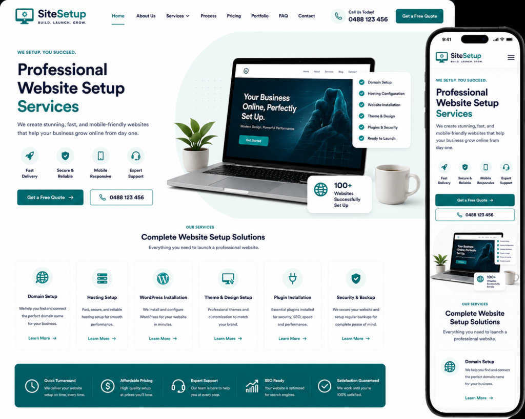 Professional website setup service for Perth small businesses and tradies