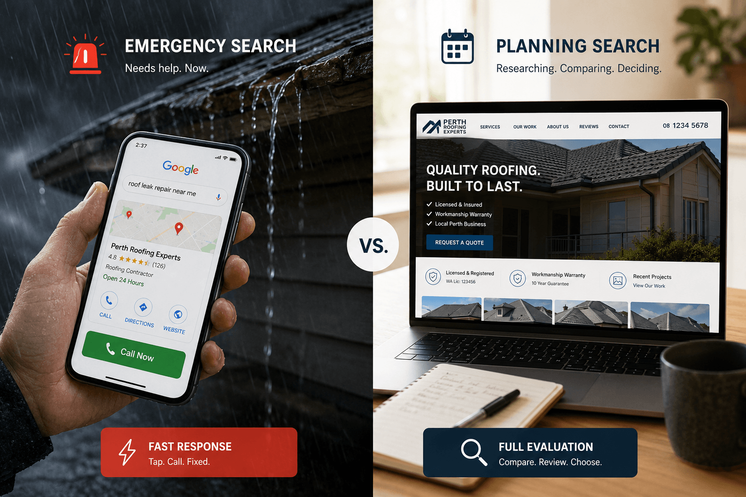 Why Emergency Searches Behave Differently to Everything Else for roofer