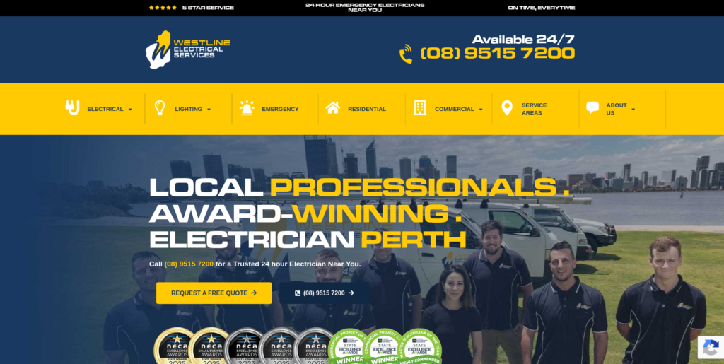 Westline Electrical website design in Perth