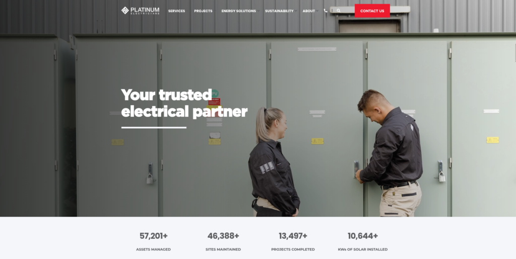 Platinum Electricians website in Australia