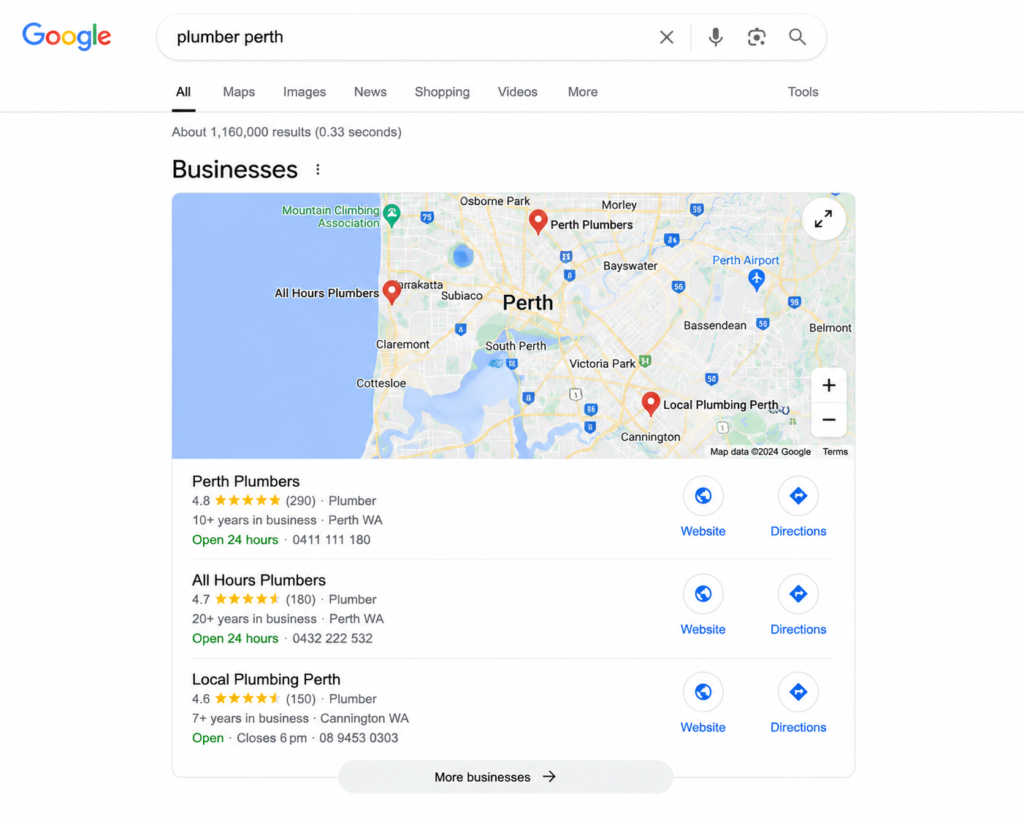 Plumber Google Map Pack ranking guide Perth