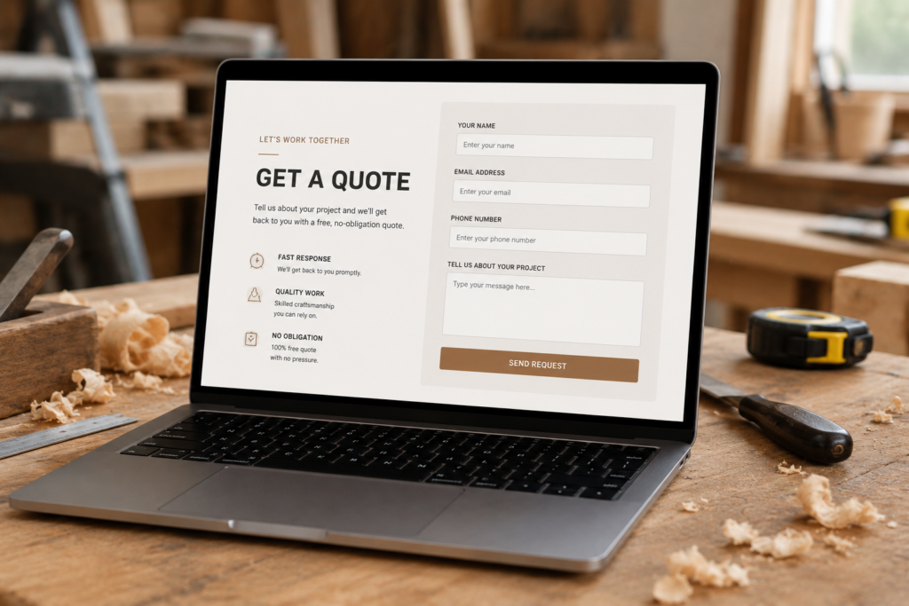 Carpenter website quote request form example